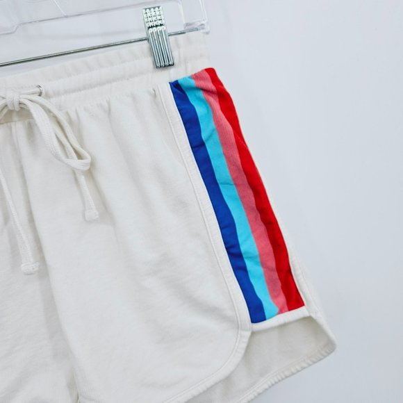 J Crew Factory Rainbow Striped Side Panel Shorts XXS White Retro Athletic Terry - Picture 5 of 14